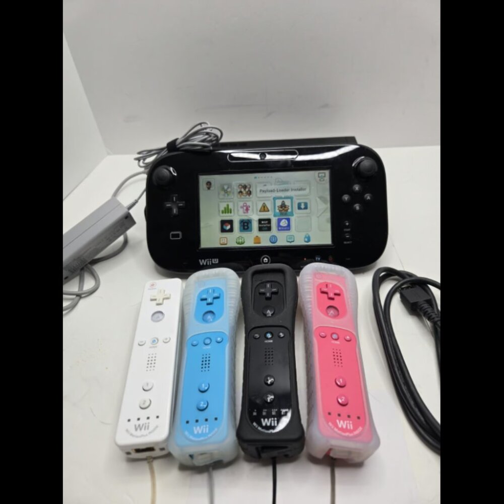 UNLOCKED Nintendo Wii U Console W/ 4 Wiimotes & 128GB SD Card JB SM READY TO GO!